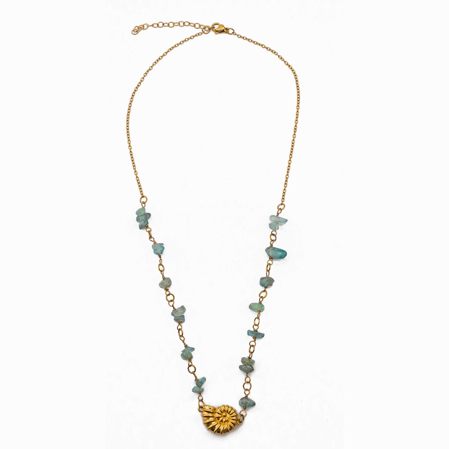 Gold-Plated Apatite & Sea Shell Necklace