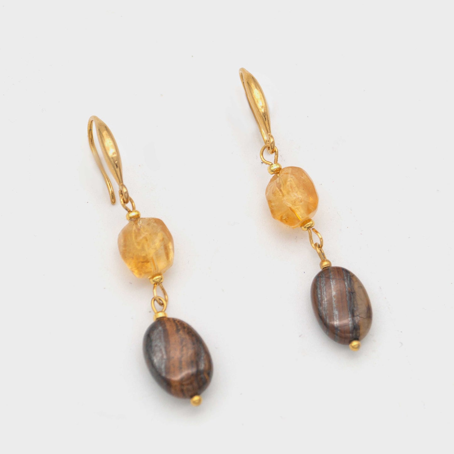 Tiger's Eye and Citrine Earrings