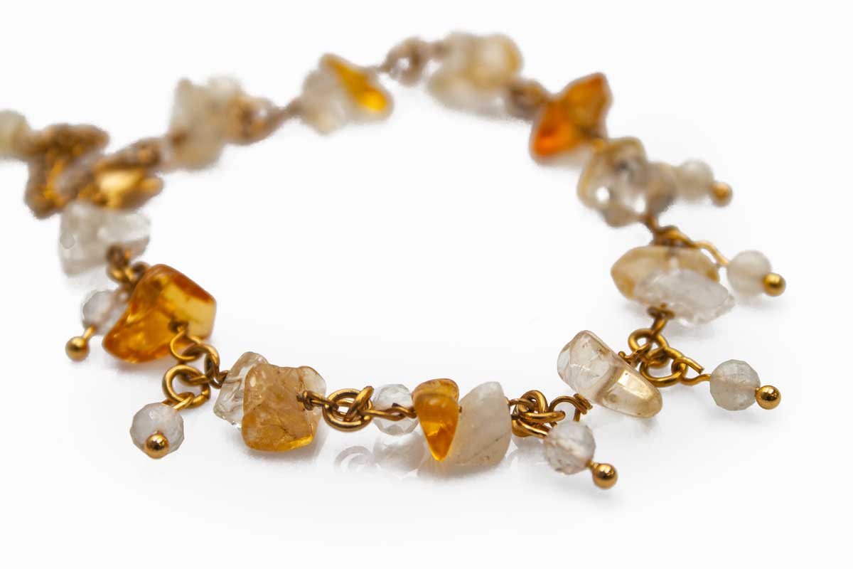 Gold Plated Stainless Steel Citrine Crystal Intention Bracelet – Manifestation & Abundance