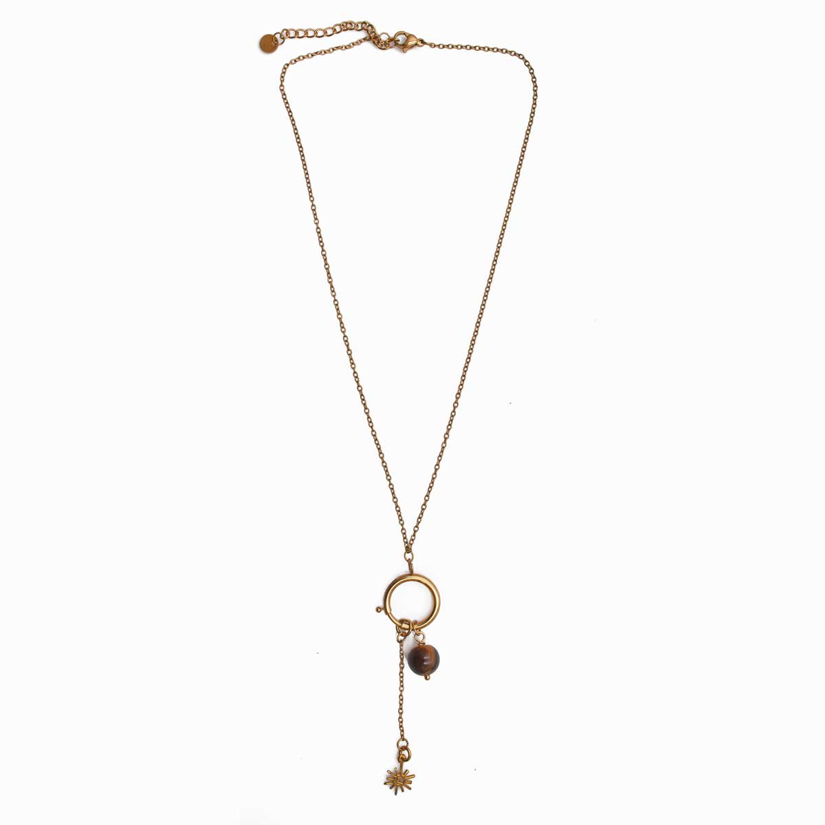 Unity Necklace – Tiger's Eye & 925 Silver Sun Pendant | Handmade Gold Plated Gemstone Necklace for Strength, Courage & Vitality