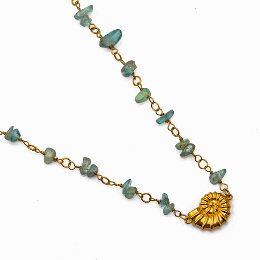 Gold-Plated Apatite & Sea Shell Necklace