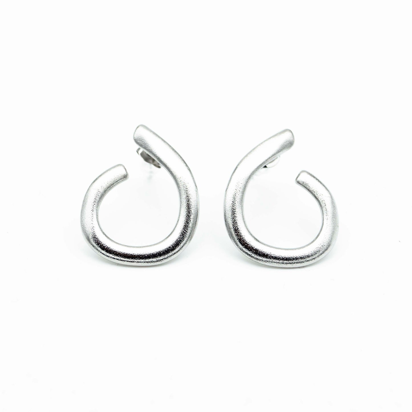 Silver Textured Stainless Steel Earrings