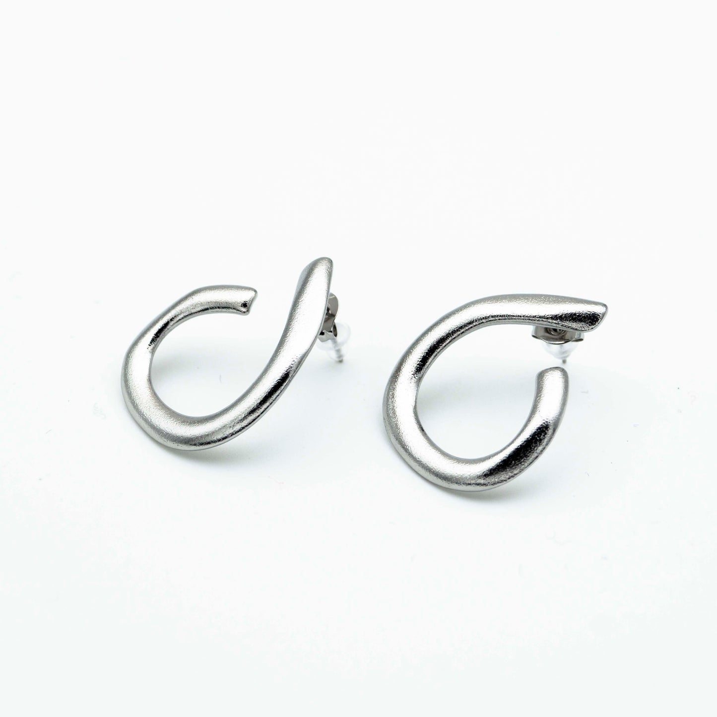 Silver Textured Stainless Steel Earrings