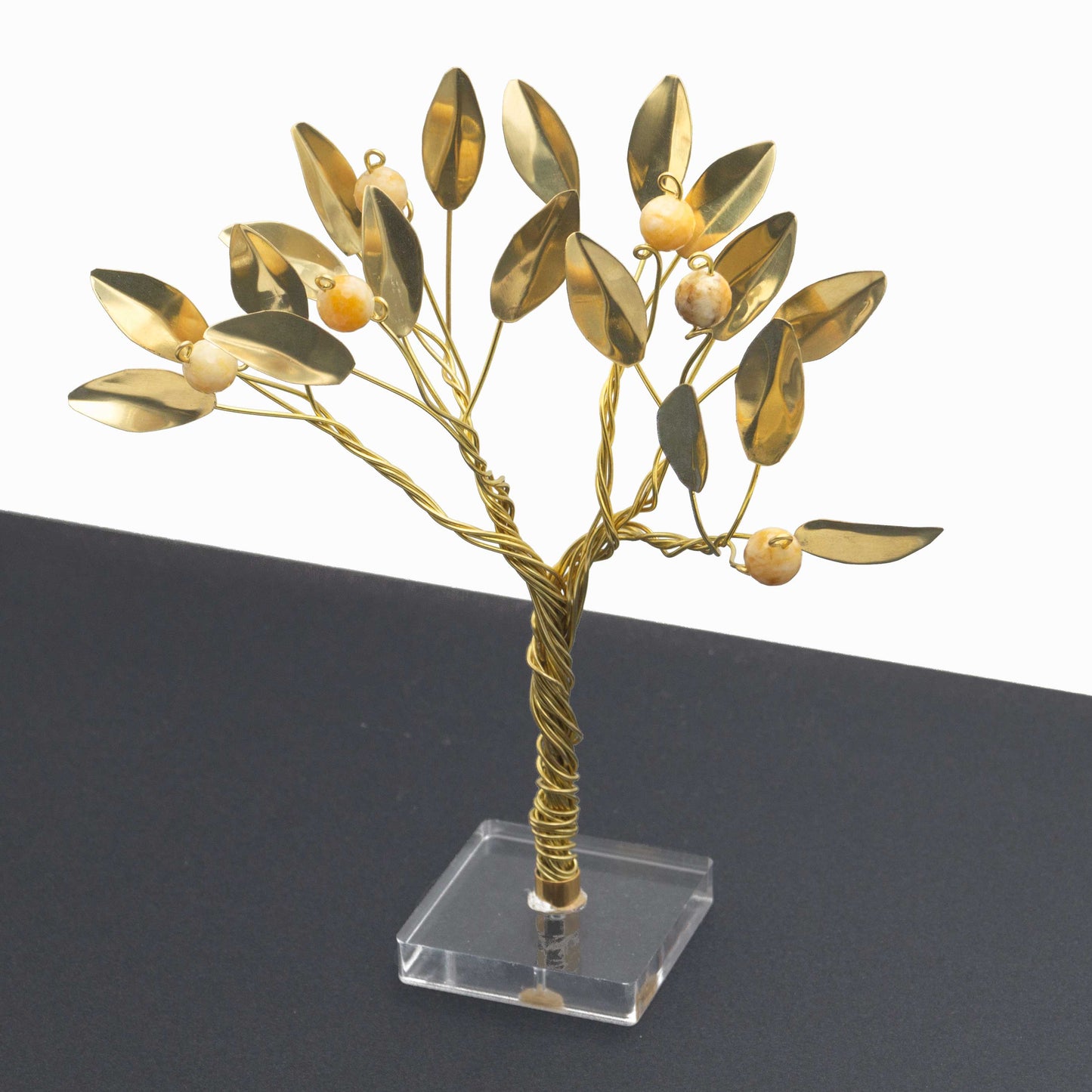 Χειροποίητο Δέντρο Ευχών με Κίτρινο Νεφρίτη – Χαρά & Τύχη