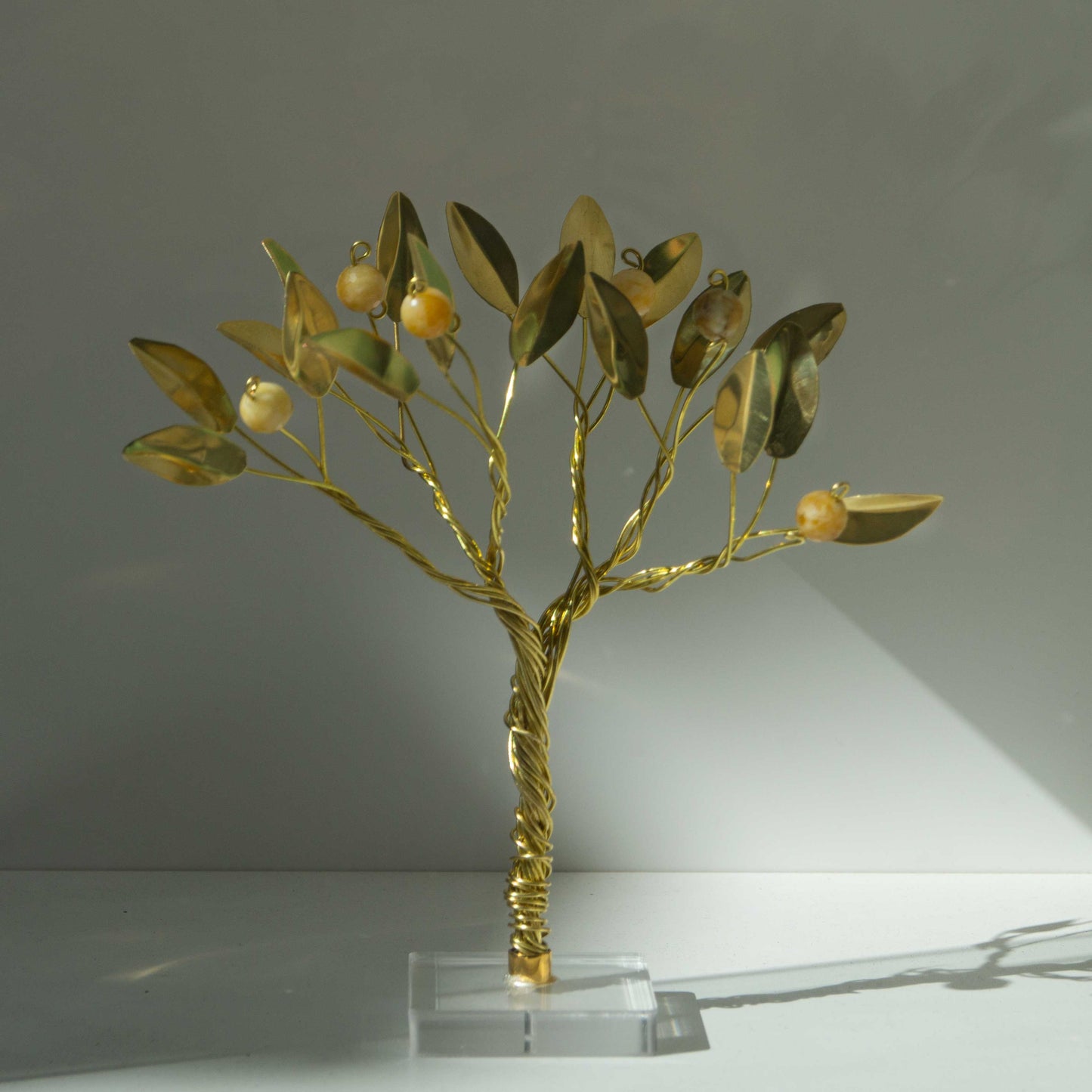 Χειροποίητο Δέντρο Ευχών με Κίτρινο Νεφρίτη – Χαρά & Τύχη