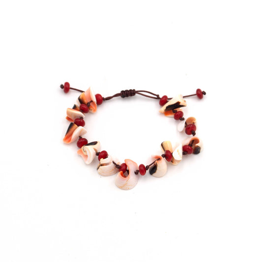 Coral and Sea Shell Bracelet