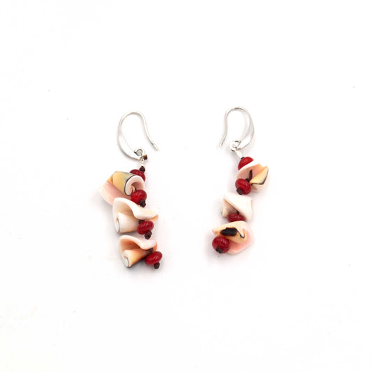 Coral and Sea Shell Earrings