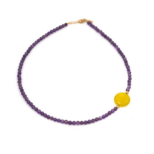 Amethyst and Yellow Agate Necklace