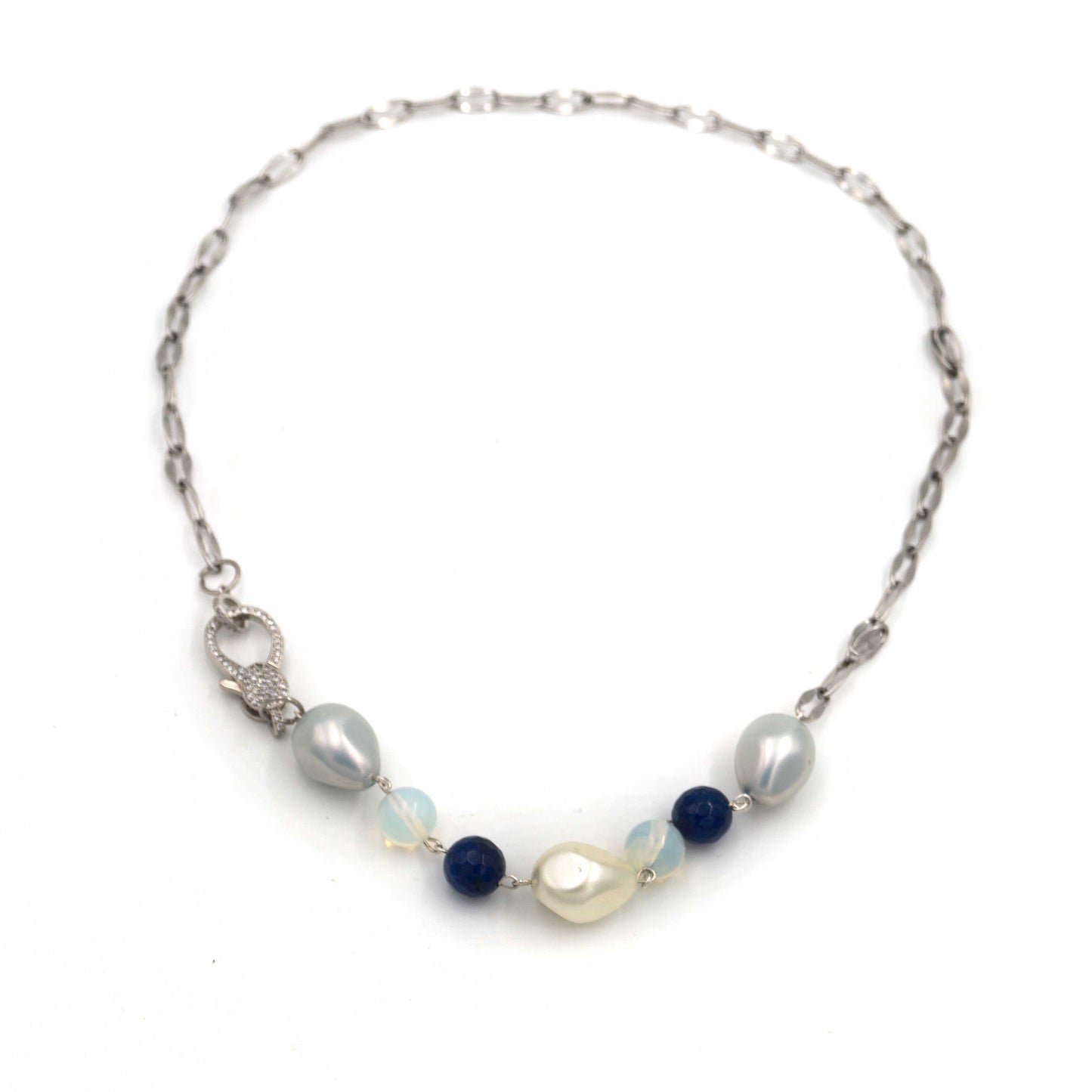 Pearl and Blue Agate Necklace