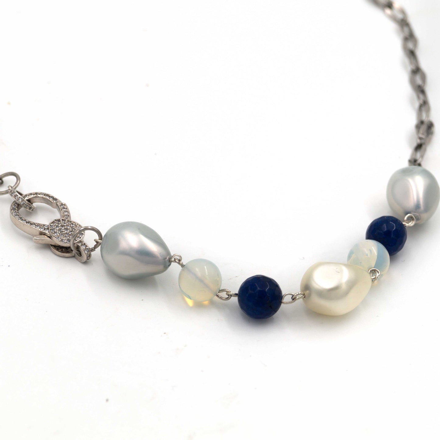 Pearl and Blue Agate Necklace