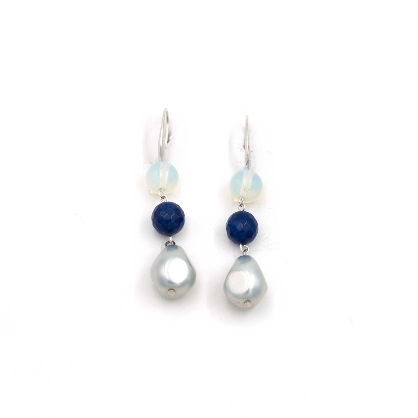 Earrings with Pearl and Agate