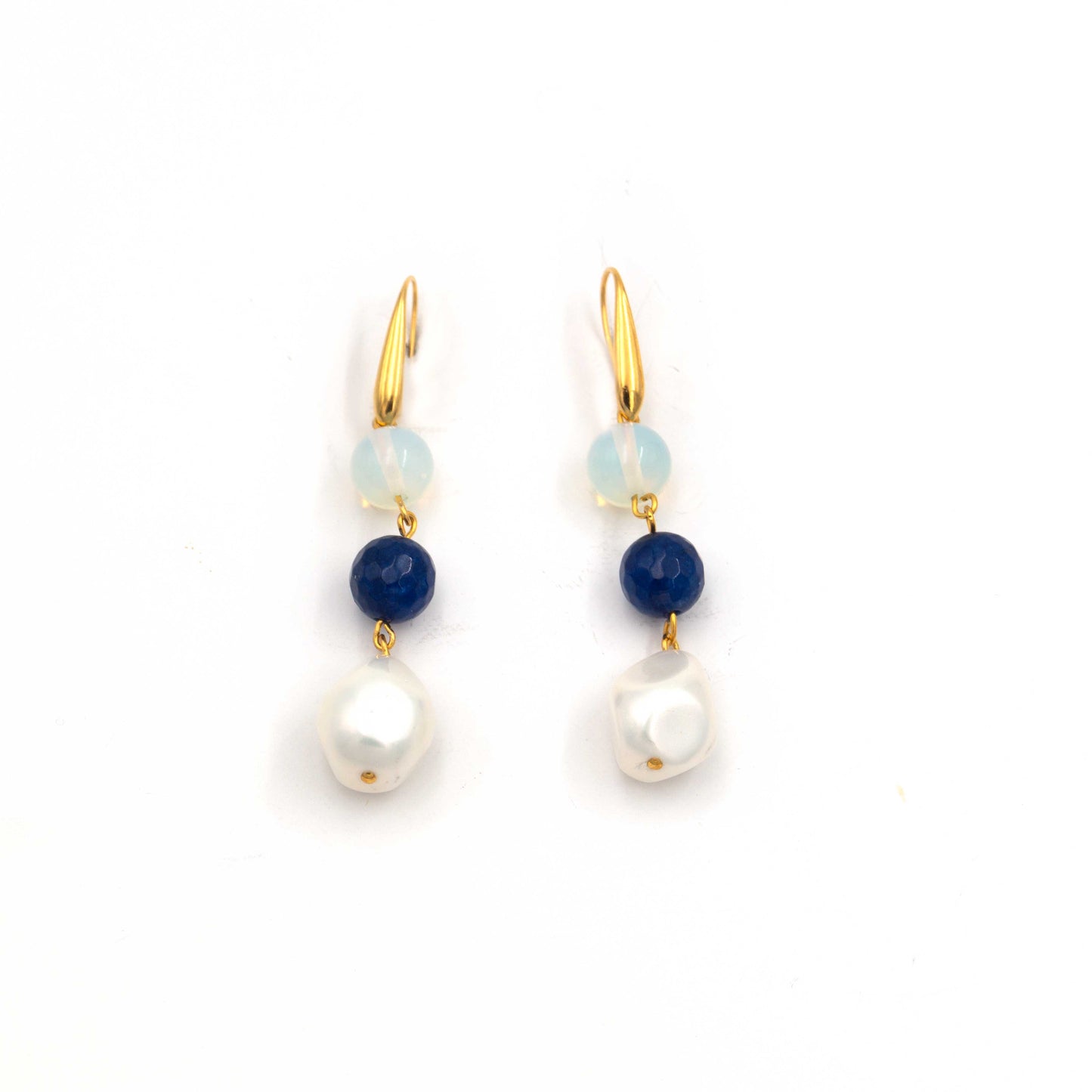 Earrings with Pearl and Agate