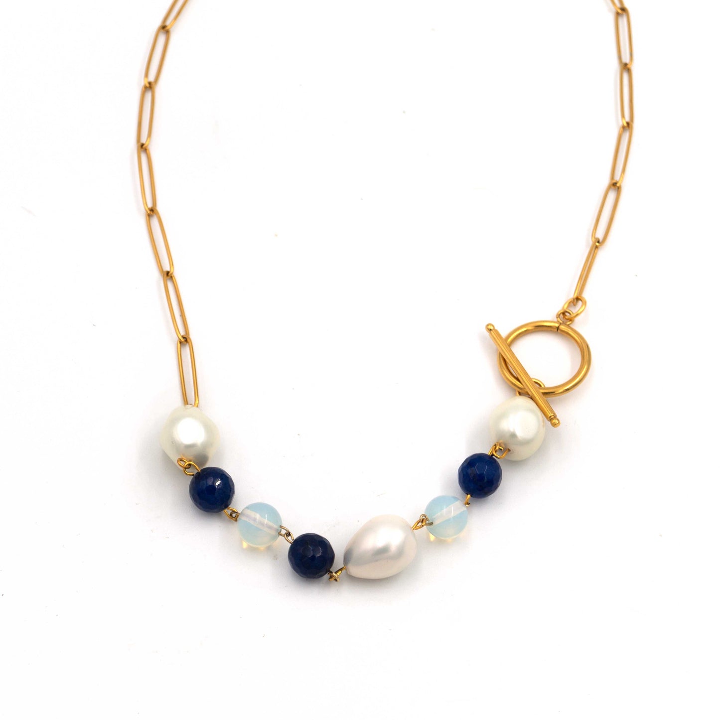 Pearl and Blue Agate Necklace