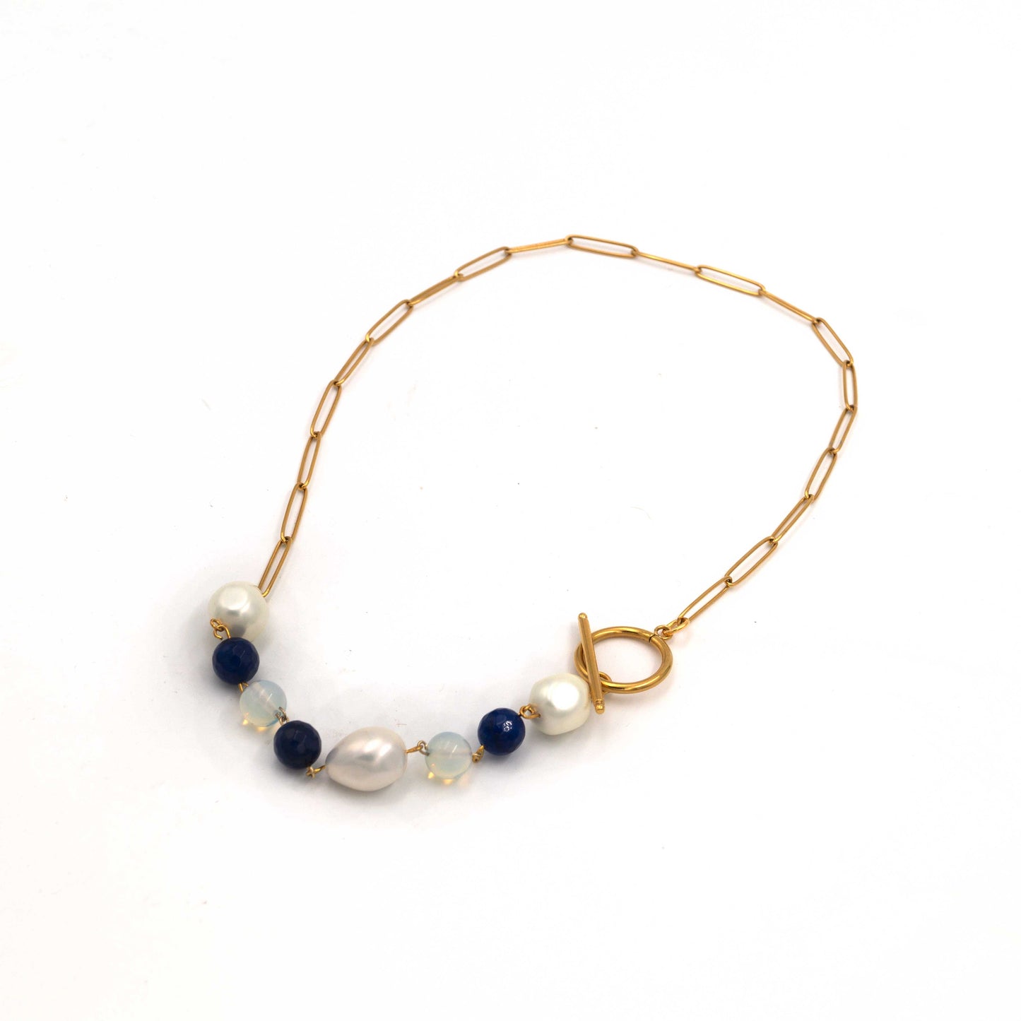 Pearl and Blue Agate Necklace