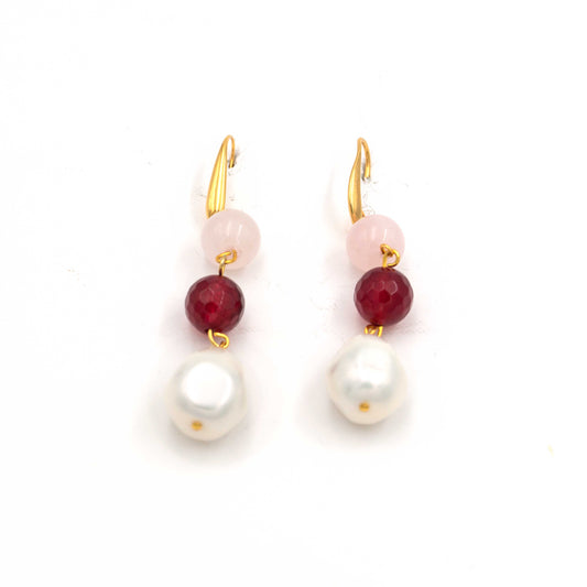 Earrings with Pearl and Agate