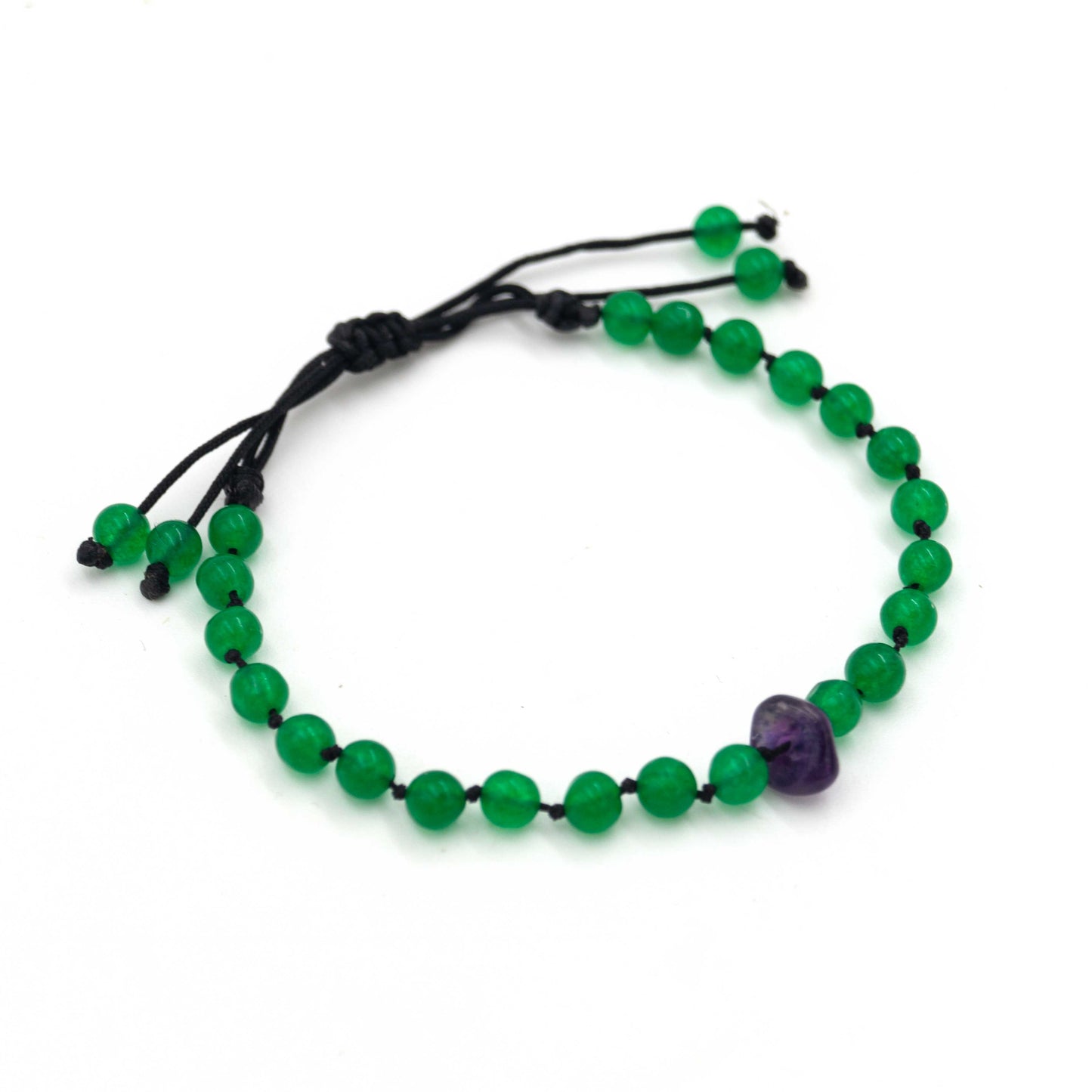 Green Agate and Amethyst Bracelet