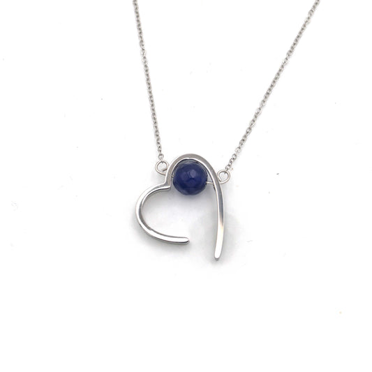 Stainless Steel Necklace with Blue Agate