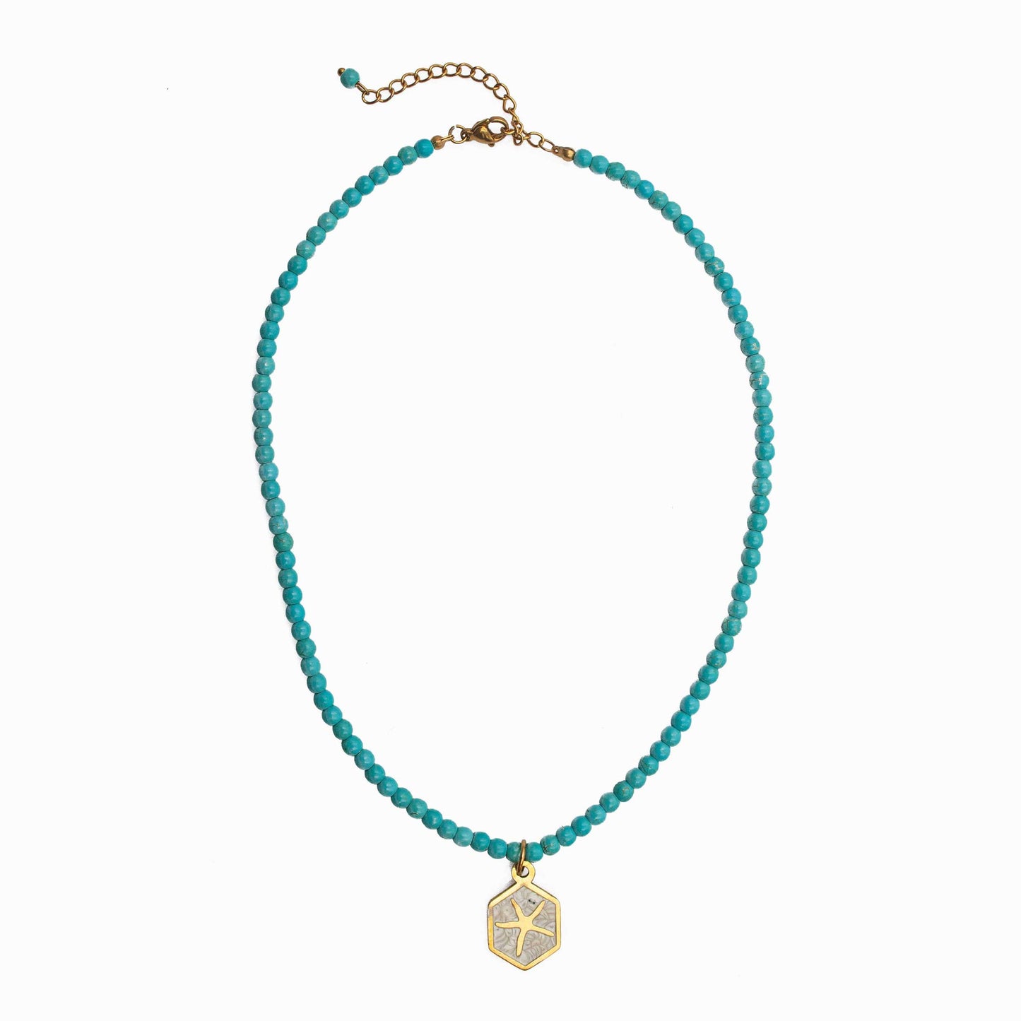 Handmade Turquoise Howlite Starfish Necklace | Gold Plated Stainless Steel | Anna Spizani