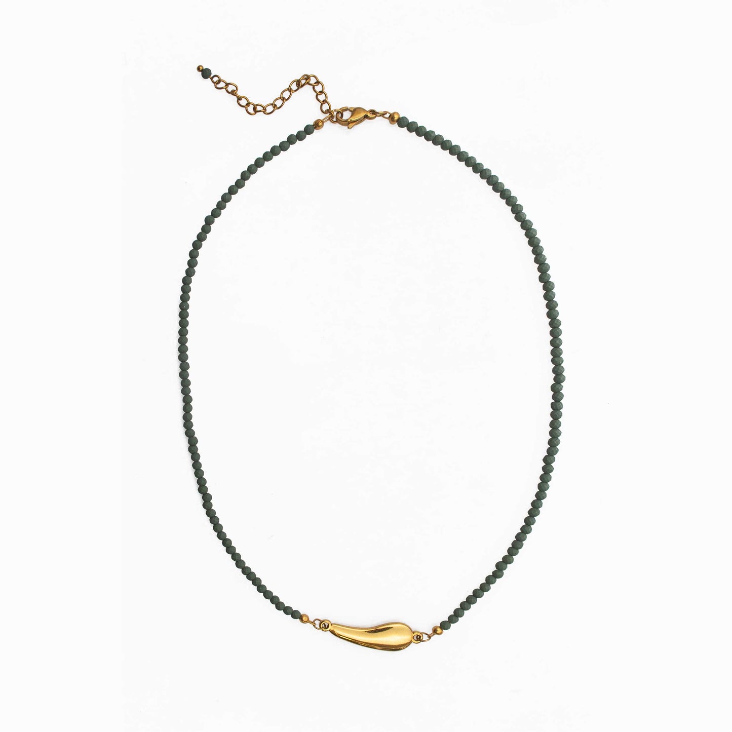 Handmade Hematite Gemstone Necklace in Gold Stainless Steel | Anna Spizani