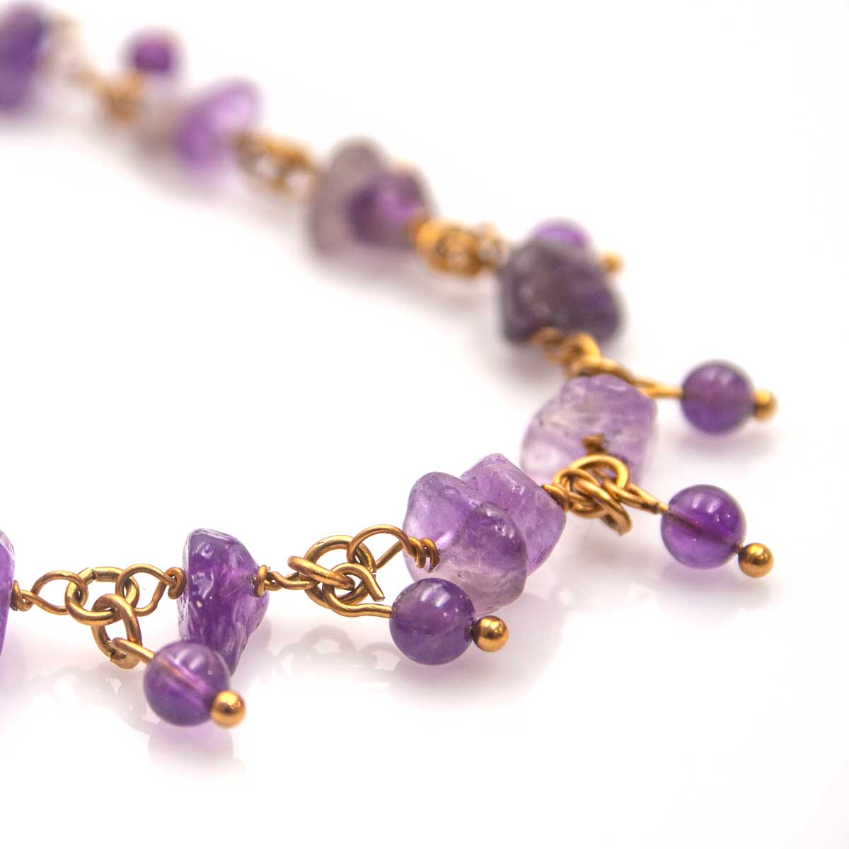 Gold Plated Stainless Steel Amethyst Crystal Intention Necklace – Spirituality & Peace