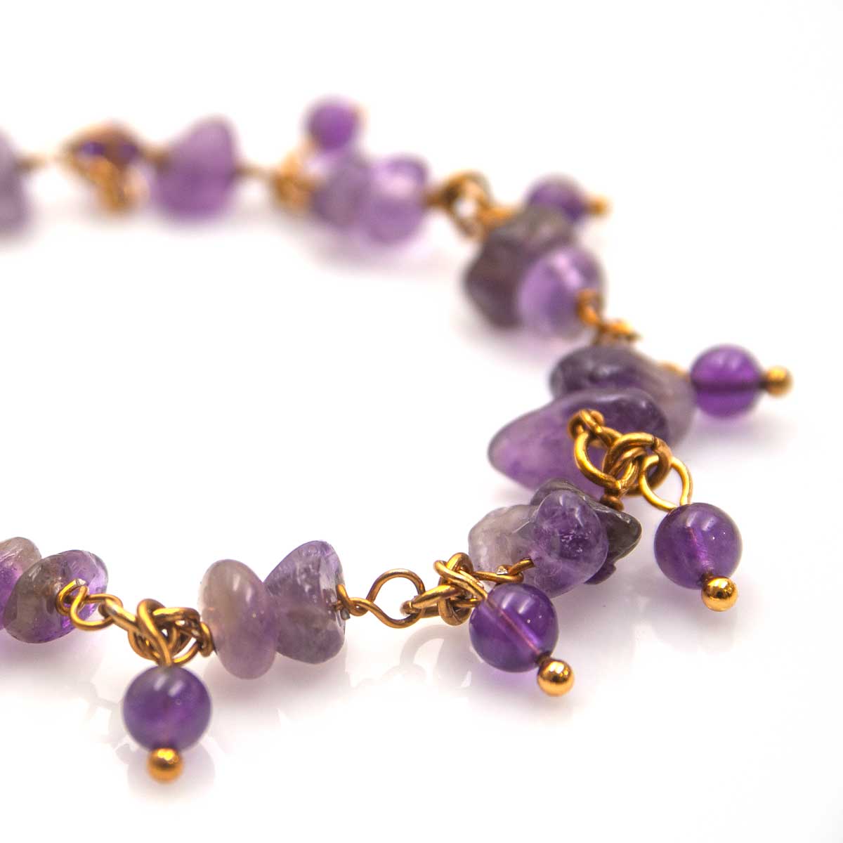 Gold Plated Stainless Steel Amethyst Crystal Intention Bracelet – Spirituality & Peace