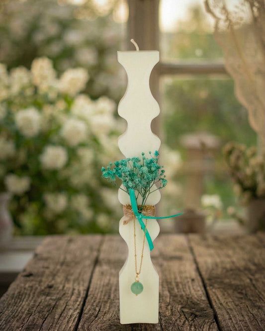 Handmade Easter Candle with Aventurine Necklace