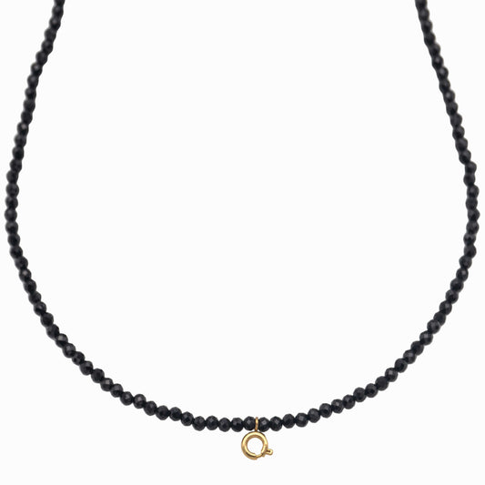 Χειροποίητο κολιέ Μαύρη Τουρμαλίνη - Προστασία με μηχανισμό κουμπώματος για μενταγιόν