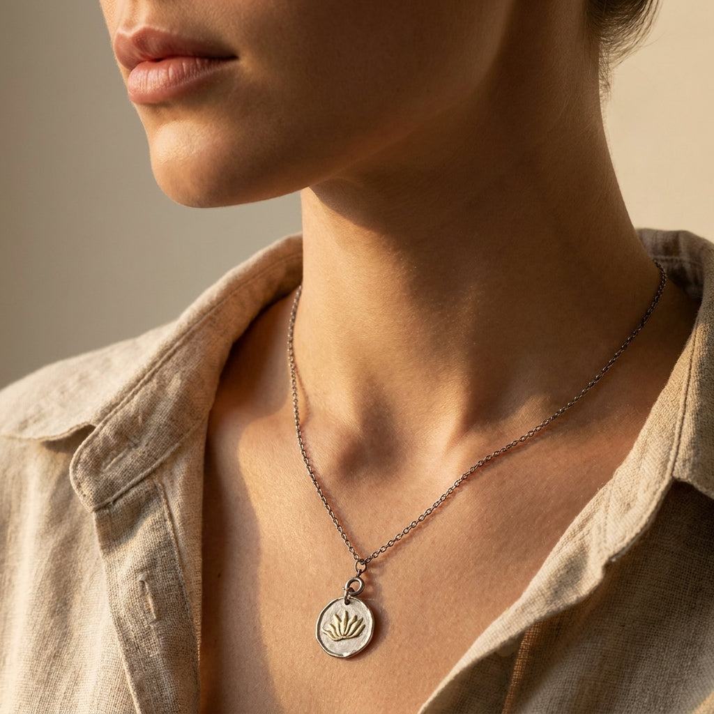 Creation Necklace – Handmade 925 Sterling Silver Lotus Pendant | Minimalist Symbolic Necklace for Growth, Renewal & Mindfulness
