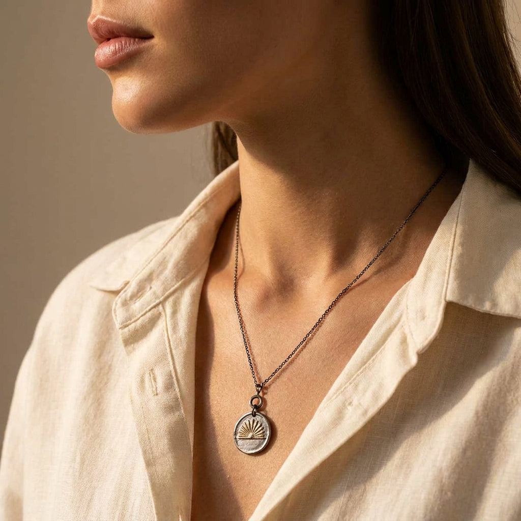 Creation Necklace – Handmade 925 Sterling Silver Sun Pendant | Minimalist Symbolic Necklace for Vitality, Joy & Positive Energy