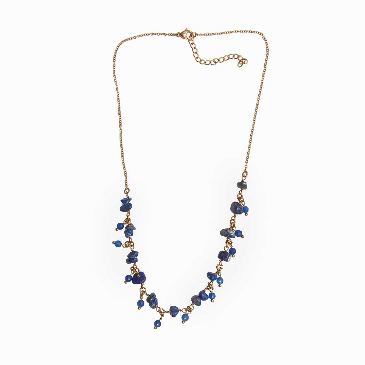 Επίχρυσο Ατσάλινο Κολιέ με Λάπις Λάζουλι (Lapis Lazuli) – Κόσμημα Πρόθεσης για Διαίσθηση & Αλήθεια