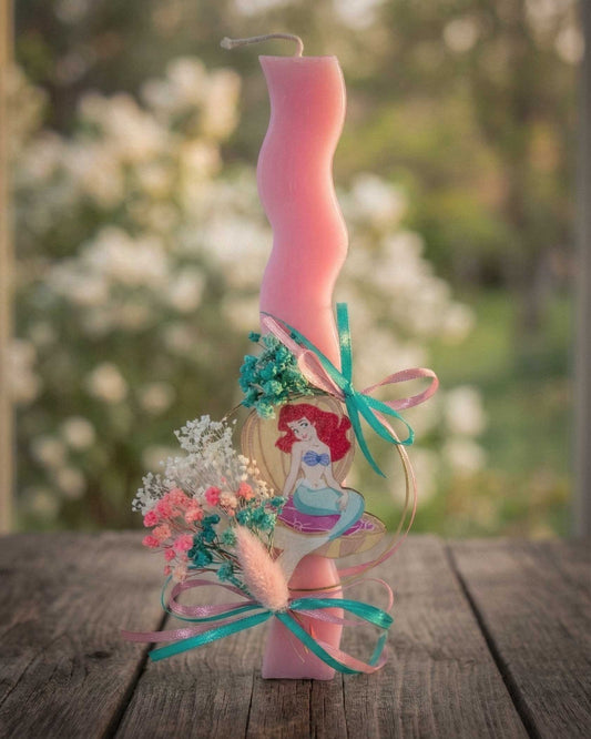 Handmade Little Mermaid Easter Candle - Pink