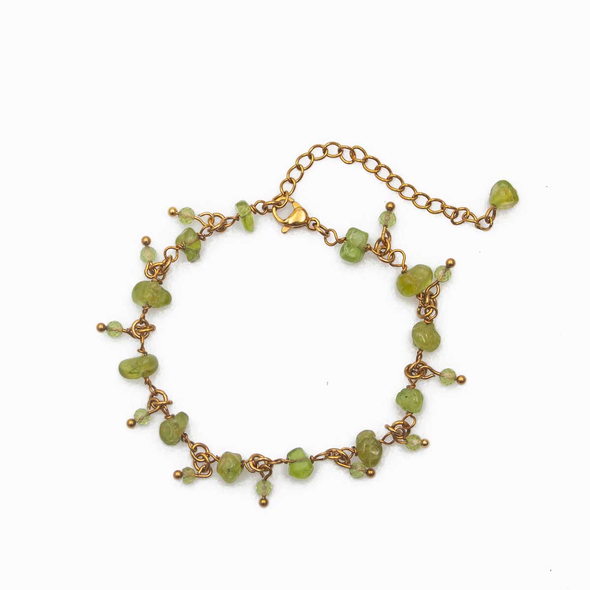 Gold Plated Stainless Steel Peridot Crystal Intention Bracelet – Renewal & Prosperity