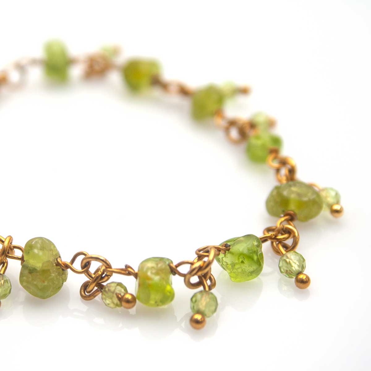 Gold Plated Stainless Steel Peridot Crystal Intention Bracelet – Renewal & Prosperity