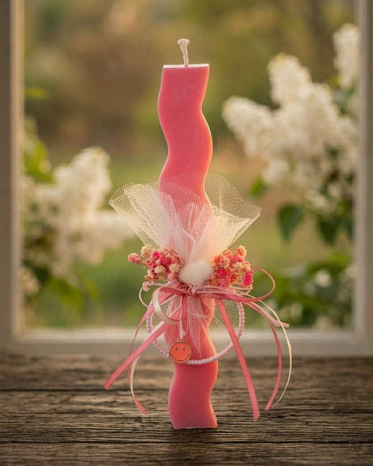 Handmade Easter Candle with Smiley Face Necklace