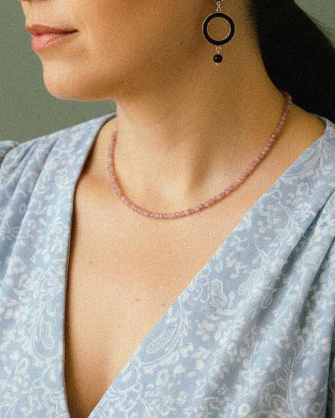 Χειροποίητο κολιέ Ροζ Τουρμαλίνη - Αγάπη