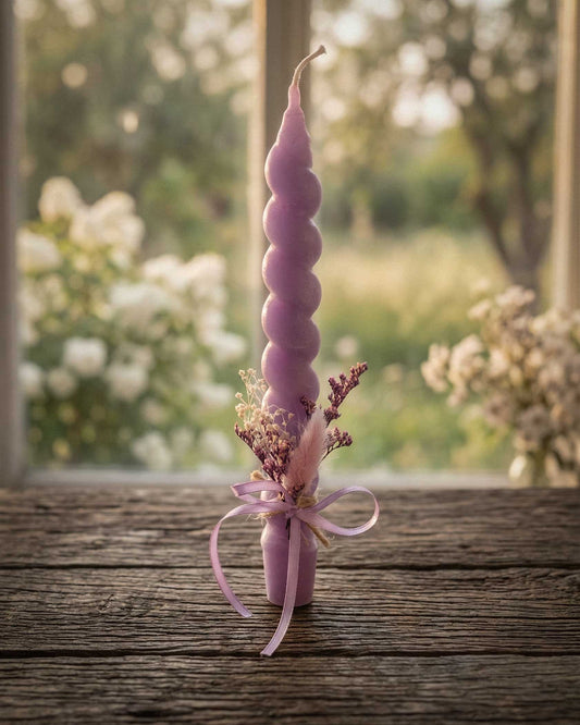 Handmade Easter Candle with Dried Flower Bouquet